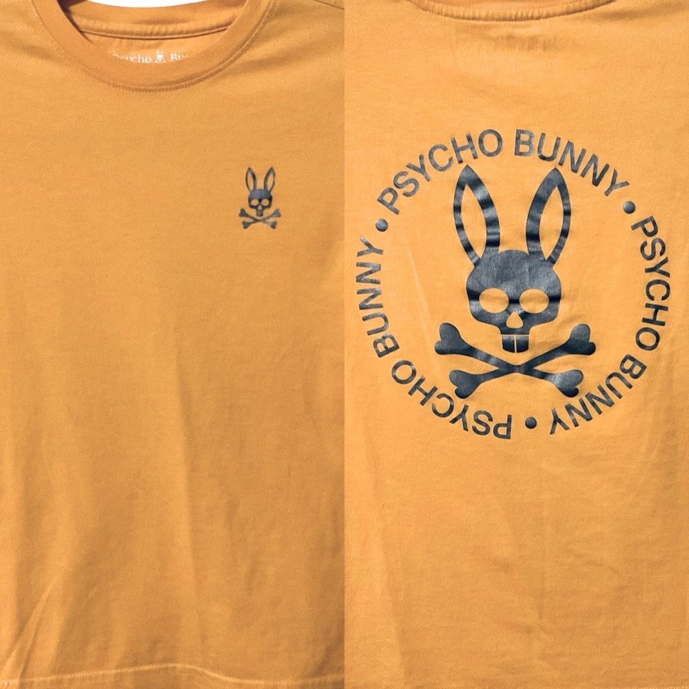 Psycho Bunny Orange Graphic Boy's Tee T-Shirt Pima Cotton Medium 10-12